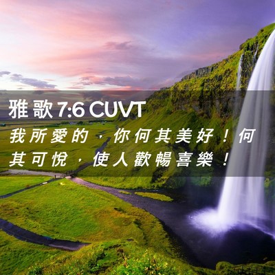 Picture 02 - 雅 歌 7:6 CUVT - 我 所 愛 的 ， 你 何 其 美 好 ！ 何 - Bible Verse Picture