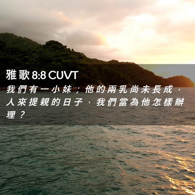 Picture 02 - 雅 歌 8:8 CUVT - 我 們 有 一 小 妹 ； 他 的 兩 乳 尚 - Bible Verse Picture