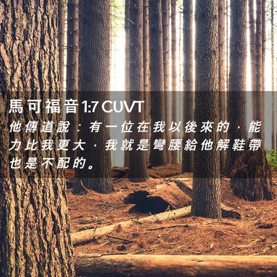 Picture 02 - 馬 可 福 音 1:7 CUVT - 他 傳 道 說 ： 有 一 位 在 我 以 後 - Bible Verse Picture
