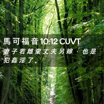 Picture 02 - 馬 可 福 音 10:12 CUVT - 妻 子 若 離 棄 丈 夫 另 嫁 ， 也 是 - Bible Verse Picture