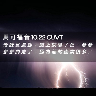 Picture 02 - 馬 可 福 音 10:22 CUVT - 他 聽 見 這 話 ， 臉 上 就 變 了 色 - Bible Verse Picture