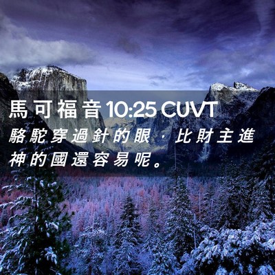 Picture 02 - 馬 可 福 音 10:25 CUVT - 駱 駝 穿 過 針 的 眼 ， 比 財 主 進 - Bible Verse Picture