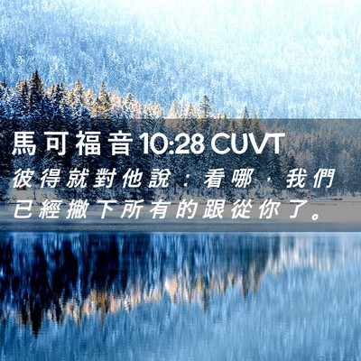 Picture 02 - 馬 可 福 音 10:28 CUVT - 彼 得 就 對 他 說 ： 看 哪 ， 我 們 - Bible Verse Picture