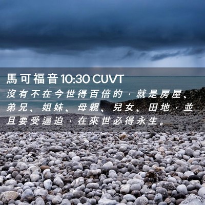 Picture 02 - 馬 可 福 音 10:30 CUVT - 沒 有 不 在 今 世 得 百 倍 的 ， 就 - Bible Verse Picture