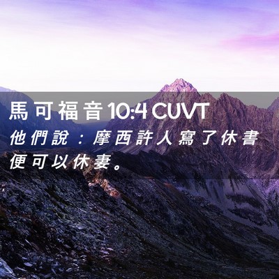 Picture 02 - 馬 可 福 音 10:4 CUVT - 他 們 說 ： 摩 西 許 人 寫 了 休 書 - Bible Verse Picture