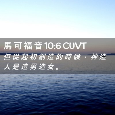 Picture 02 - 馬 可 福 音 10:6 CUVT - 但 從 起 初 創 造 的 時 候 ， 神 造 - Bible Verse Picture