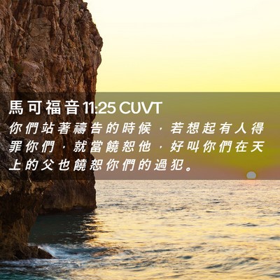 Picture 02 - 馬 可 福 音 11:25 CUVT - 你 們 站 著 禱 告 的 時 候 ， 若 想 - Bible Verse Picture