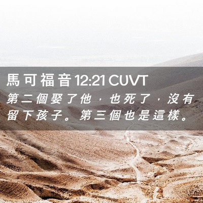Picture 02 - 馬 可 福 音 12:21 CUVT - 第 二 個 娶 了 他 ， 也 死 了 ， 沒 - Bible Verse Picture