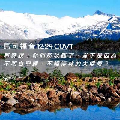 Picture 02 - 馬 可 福 音 12:24 CUVT - 耶 穌 說 ： 你 們 所 以 錯 了 ， 豈 - Bible Verse Picture