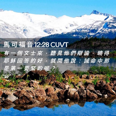 Picture 02 - 馬 可 福 音 12:28 CUVT - 有 一 個 文 士 來 ， 聽 見 他 們 辯 - Bible Verse Picture