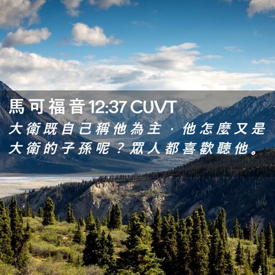 Picture 02 - 馬 可 福 音 12:37 CUVT - 大 衛 既 自 己 稱 他 為 主 ， 他 怎 - Bible Verse Picture