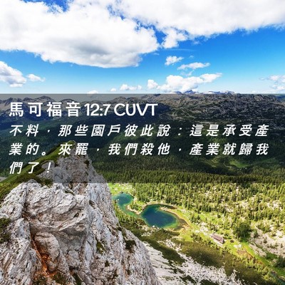 Picture 02 - 馬 可 福 音 12:7 CUVT - 不 料 ， 那 些 園 戶 彼 此 說 ： 這 - Bible Verse Picture
