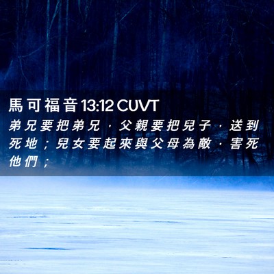Picture 02 - 馬 可 福 音 13:12 CUVT - 弟 兄 要 把 弟 兄 ， 父 親 要 把 兒 - Bible Verse Picture