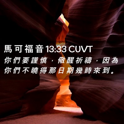 Picture 02 - 馬 可 福 音 13:33 CUVT - 你 們 要 謹 慎 ， 儆 醒 祈 禱 ， 因 - Bible Verse Picture