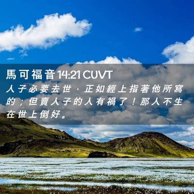 Picture 02 - 馬 可 福 音 14:21 CUVT - 人 子 必 要 去 世 ， 正 如 經 上 指 - Bible Verse Picture