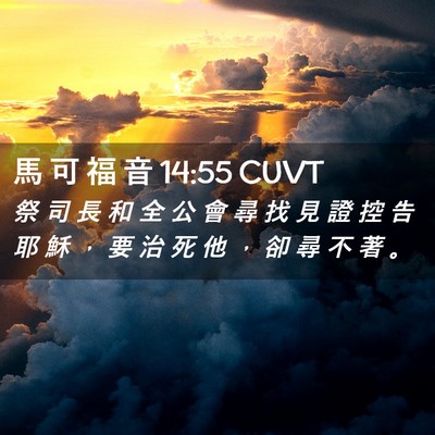 Picture 02 - 馬 可 福 音 14:55 CUVT - 祭 司 長 和 全 公 會 尋 找 見 證 控 - Bible Verse Picture