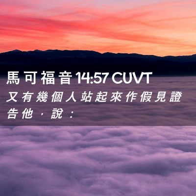 Picture 02 - 馬 可 福 音 14:57 CUVT - 又 有 幾 個 人 站 起 來 作 假 見 證 - Bible Verse Picture