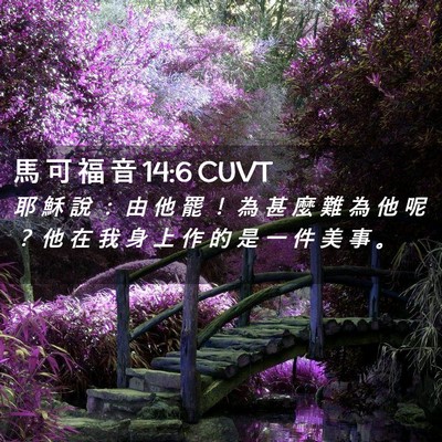 Picture 02 - 馬 可 福 音 14:6 CUVT - 耶 穌 說 ： 由 他 罷 ！ 為 甚 麼 難 - Bible Verse Picture