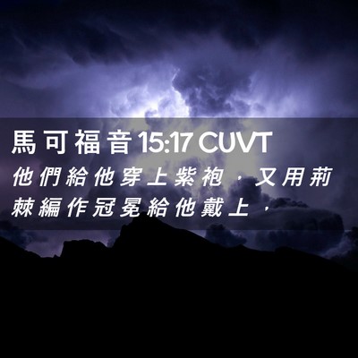 Picture 02 - 馬 可 福 音 15:17 CUVT - 他 們 給 他 穿 上 紫 袍 ， 又 用 荊 - Bible Verse Picture