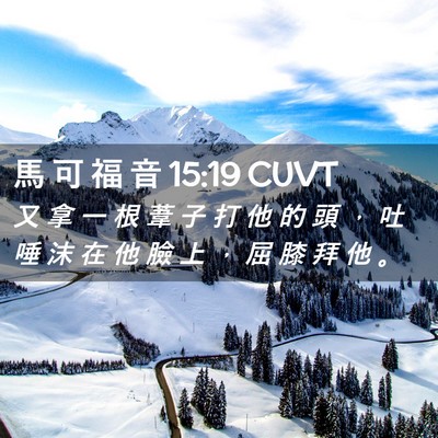 Picture 02 - 馬 可 福 音 15:19 CUVT - 又 拿 一 根 葦 子 打 他 的 頭 ， 吐 - Bible Verse Picture