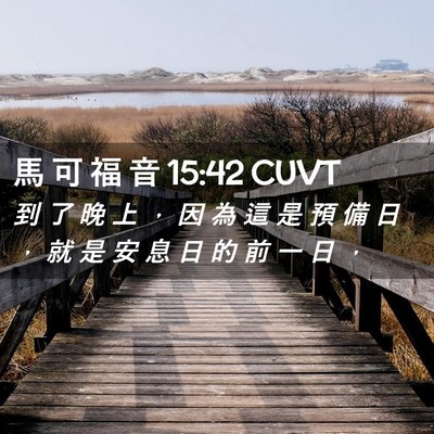 Picture 02 - 馬 可 福 音 15:42 CUVT - 到 了 晚 上 ， 因 為 這 是 預 備 日 - Bible Verse Picture
