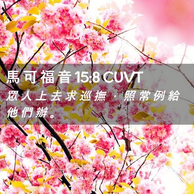 Picture 02 - 馬 可 福 音 15:8 CUVT - 眾 人 上 去 求 巡 撫 ， 照 常 例 給 - Bible Verse Picture