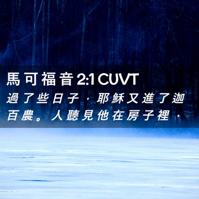 Picture 02 - 馬 可 福 音 2:1 CUVT - 過 了 些 日 子 ， 耶 穌 又 進 了 迦 - Bible Verse Picture