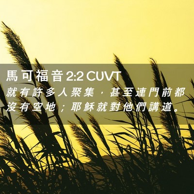 Picture 02 - 馬 可 福 音 2:2 CUVT - 就 有 許 多 人 聚 集 ， 甚 至 連 門 - Bible Verse Picture
