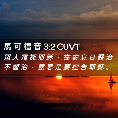 Picture 02 - 馬 可 福 音 3:2 CUVT - 眾 人 窺 探 耶 穌 ， 在 安 息 日 醫 - Bible Verse Picture