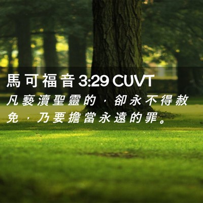 Picture 02 - 馬 可 福 音 3:29 CUVT - 凡 褻 瀆 聖 靈 的 ， 卻 永 不 得 赦 - Bible Verse Picture