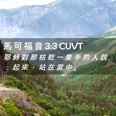 Picture 02 - 馬 可 福 音 3:3 CUVT - 耶 穌 對 那 枯 乾 一 隻 手 的 人 說 - Bible Verse Picture