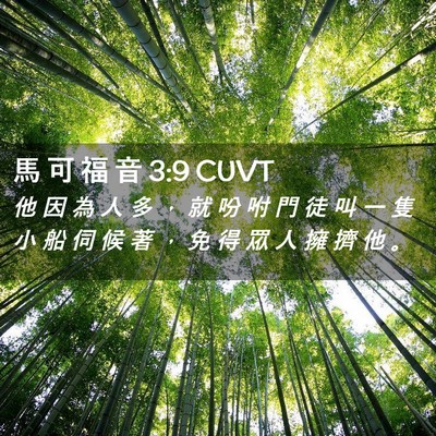 Picture 02 - 馬 可 福 音 3:9 CUVT - 他 因 為 人 多 ， 就 吩 咐 門 徒 叫 - Bible Verse Picture