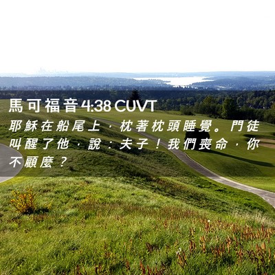 Picture 02 - 馬 可 福 音 4:38 CUVT - 耶 穌 在 船 尾 上 ， 枕 著 枕 頭 睡 - Bible Verse Picture