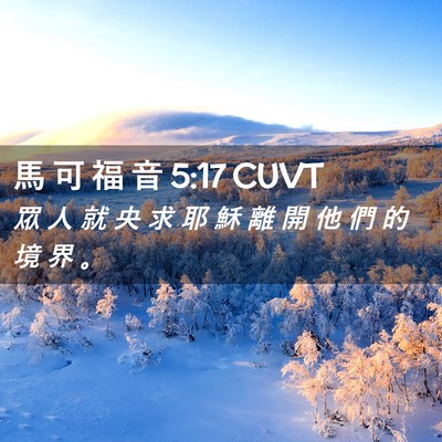 Picture 02 - 馬 可 福 音 5:17 CUVT - 眾 人 就 央 求 耶 穌 離 開 他 們 的 - Bible Verse Picture