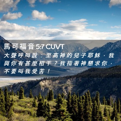 Picture 02 - 馬 可 福 音 5:7 CUVT - 大 聲 呼 叫 說 ： 至 高 神 的 兒 子 - Bible Verse Picture
