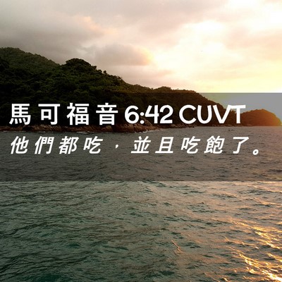 Picture 02 - 馬 可 福 音 6:42 CUVT - 他 們 都 吃 ， 並 且 吃 飽 了 - Bible Verse Picture
