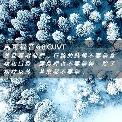 Picture 02 - 馬 可 福 音 6:8 CUVT - 並 且 囑 咐 他 們 ： 行 路 的 時 候 - Bible Verse Picture