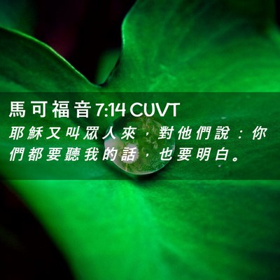 Picture 02 - 馬 可 福 音 7:14 CUVT - 耶 穌 又 叫 眾 人 來 ， 對 他 們 說 - Bible Verse Picture