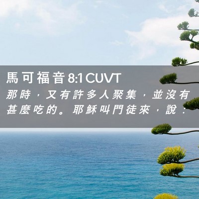Picture 02 - 馬 可 福 音 8:1 CUVT - 那 時 ， 又 有 許 多 人 聚 集 ， 並 - Bible Verse Picture