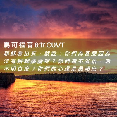 Picture 02 - 馬 可 福 音 8:17 CUVT - 耶 穌 看 出 來 ， 就 說 ： 你 們 為 - Bible Verse Picture
