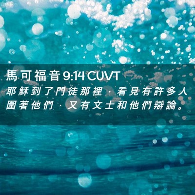 Picture 02 - 馬 可 福 音 9:14 CUVT - 耶 穌 到 了 門 徒 那 裡 ， 看 見 有 - Bible Verse Picture