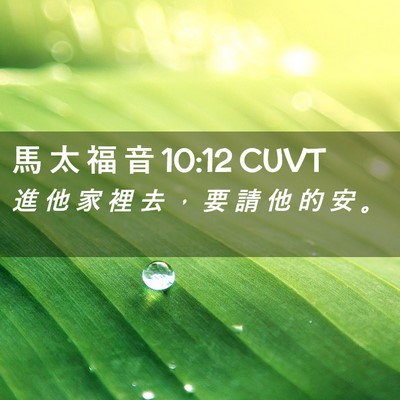 Picture 02 - 馬 太 福 音 10:12 CUVT - 進 他 家 裡 去 ， 要 請 他 的 安 - Bible Verse Picture