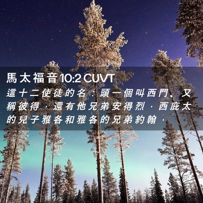 Picture 02 - 馬 太 福 音 10:2 CUVT - 這 十 二 使 徒 的 名 ： 頭 一 個 叫 - Bible Verse Picture