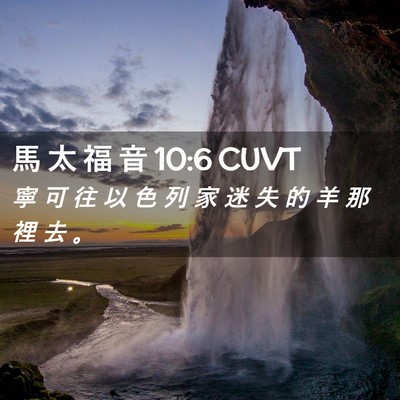 Picture 02 - 馬 太 福 音 10:6 CUVT - 寧 可 往 以 色 列 家 迷 失 的 羊 那 - Bible Verse Picture