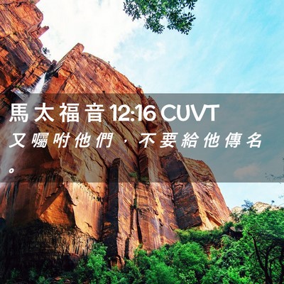Picture 02 - 馬 太 福 音 12:16 CUVT - 又 囑 咐 他 們 ， 不 要 給 他 傳 名 - Bible Verse Picture