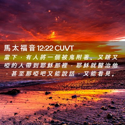 Picture 02 - 馬 太 福 音 12:22 CUVT - 當 下 ， 有 人 將 一 個 被 鬼 附 著 - Bible Verse Picture