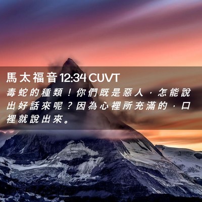 Picture 02 - 馬 太 福 音 12:34 CUVT - 毒 蛇 的 種 類 ！ 你 們 既 是 惡 人 - Bible Verse Picture