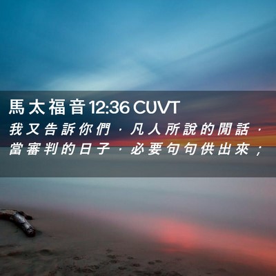 Picture 02 - 馬 太 福 音 12:36 CUVT - 我 又 告 訴 你 們 ， 凡 人 所 說 的 - Bible Verse Picture