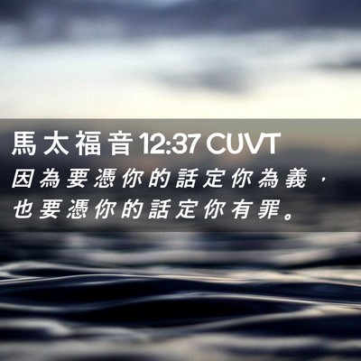 Picture 02 - 馬 太 福 音 12:37 CUVT - 因 為 要 憑 你 的 話 定 你 為 義 ， - Bible Verse Picture