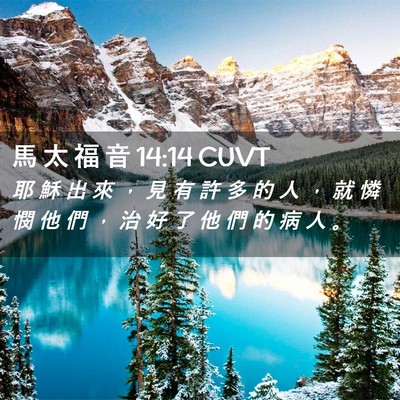 Picture 02 - 馬 太 福 音 14:14 CUVT - 耶 穌 出 來 ， 見 有 許 多 的 人 ， - Bible Verse Picture